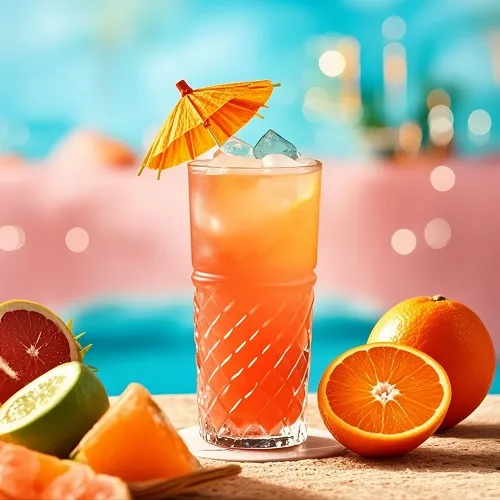 Sex on the Beach cocktail with vibrant orange-red gradient in a highball glass